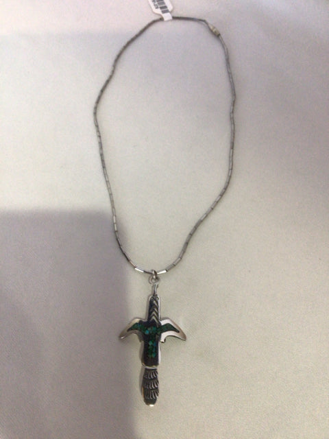 Sterling Silver Turquoise Cross Necklace
