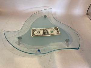 Blue/Clear Glass Curved Tray