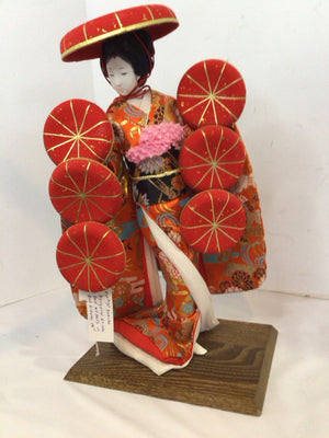 Vintage Japanese Red/Multi Cloth Doll