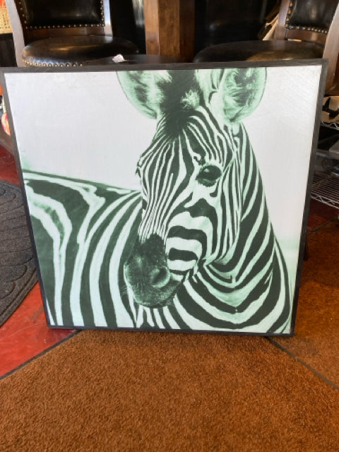 Black/White Canvas Zebra Framed Art