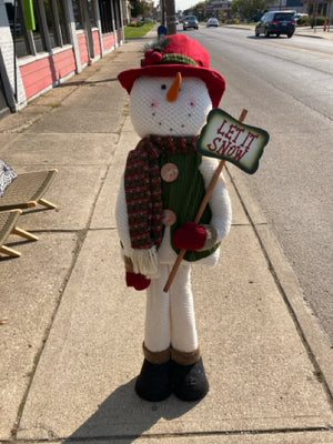 Oversized White/Red Polyester Plush Snowman Holiday Item