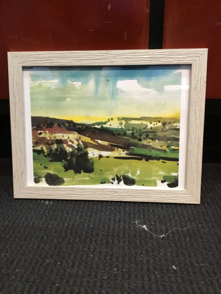Green/Brown Landscape Framed Art