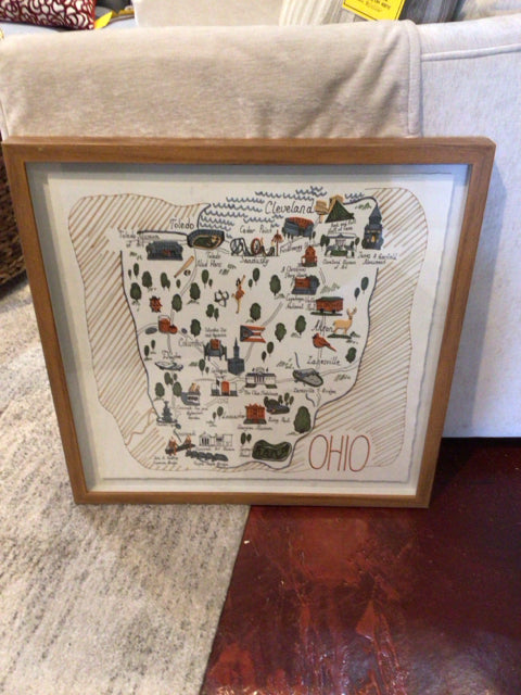 White Ohio Framed Art