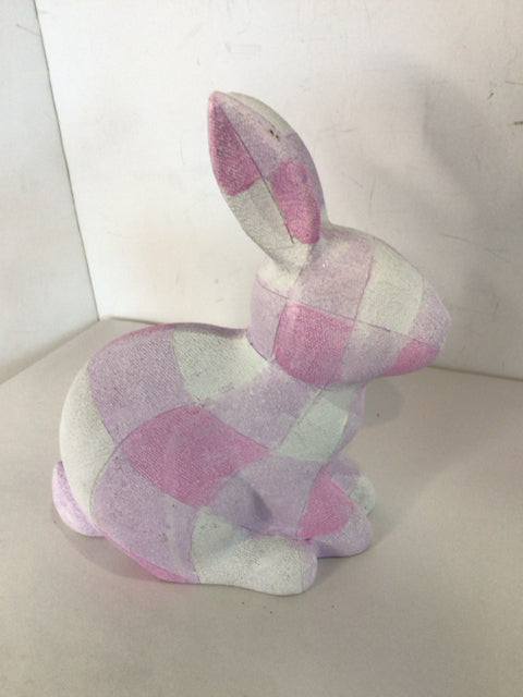 Easter Pink/white Plaster Bunny Holiday Item