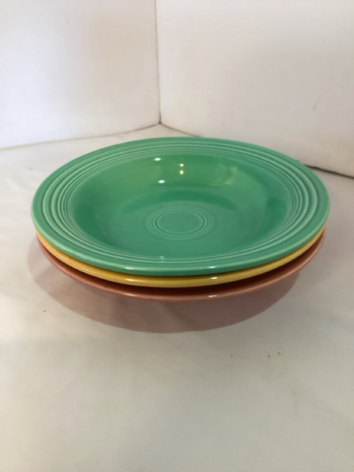 Fiestaware Vintage Set of 3 Multi Ceramic Pasta Bowl Set