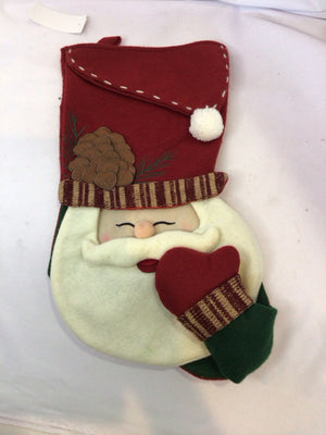 Stocking Red/white Felt Santa Holiday Item