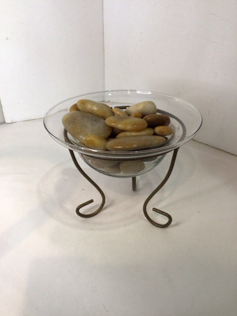 Clear Glass/Metal In Holder Bowl