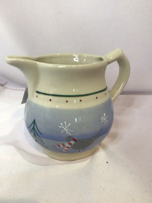 Hartstone Pitcher Blue/White Pottery Bird Holiday Item