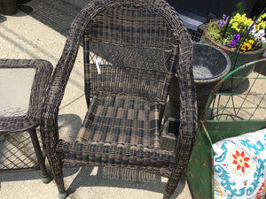 3 Piece Resin Wicker Brown Chair Set