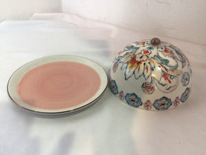 Anthropologie Lidded White/Blue Ceramic Serving Dish