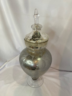 Silver Mercury Glass Lidded Urn