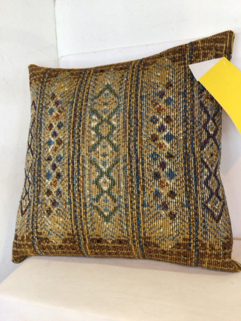 Gold/Blue Needlepoint Pillow