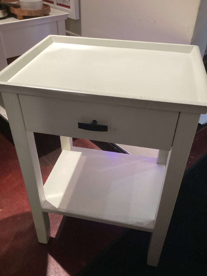 Pottery Barn Drawer Wood Night Stand White Table