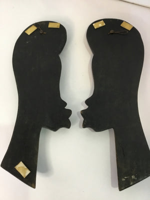 Ethnic Wood Faces Pair Black Wall Decoration Art