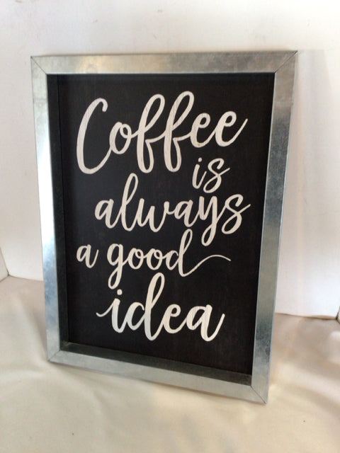 Sign Galvanized Steel Coffee Black/White Wall Decoration Art