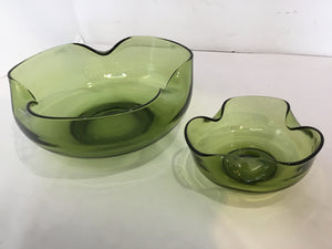 Retro Green Glass Chip & Dip Serving Dish