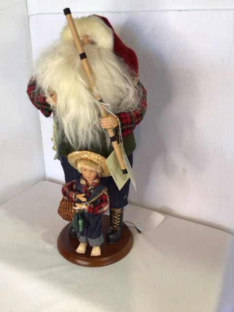 Figure Red/Green Santa Fishing Holiday Item