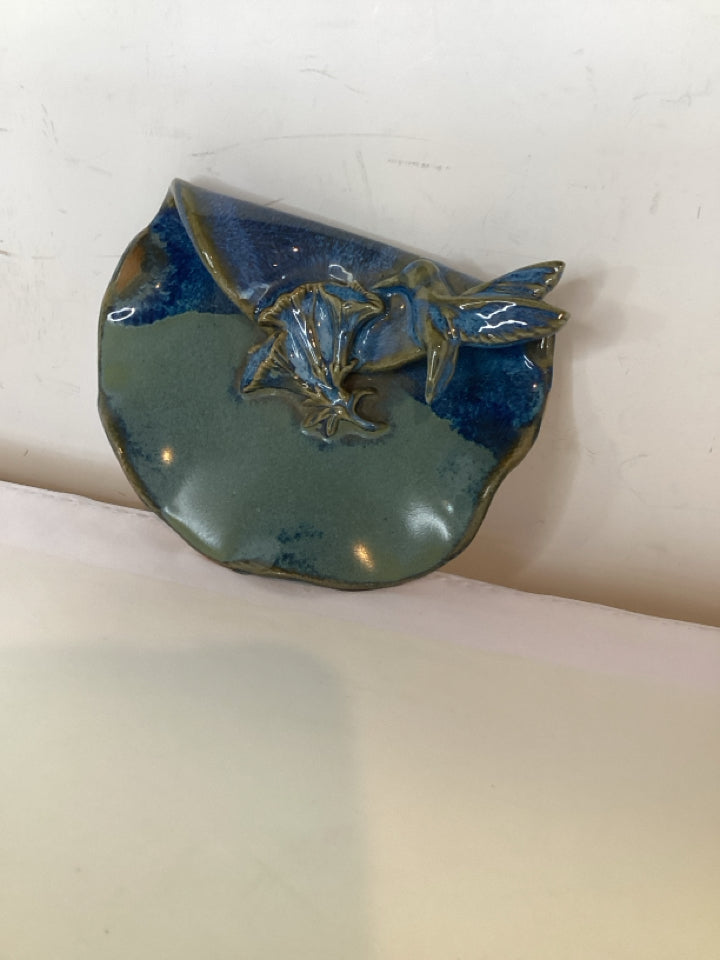 Blue/Green Pottery Hummingbird Plate