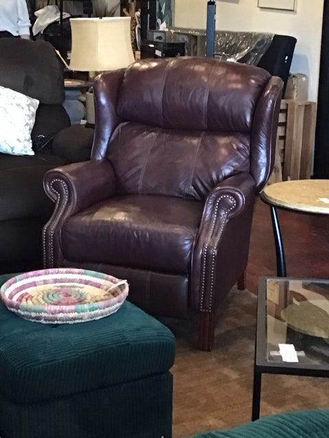 Recliner Leather NailHead Wine Chair