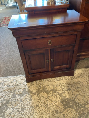 Wood 2 Drawers 2 Door Brown Nightstand