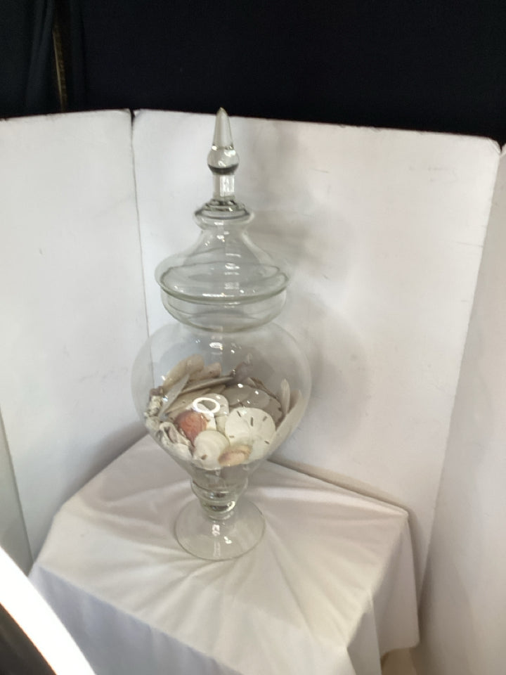 w/Shells Clear Glass Lidded Jar