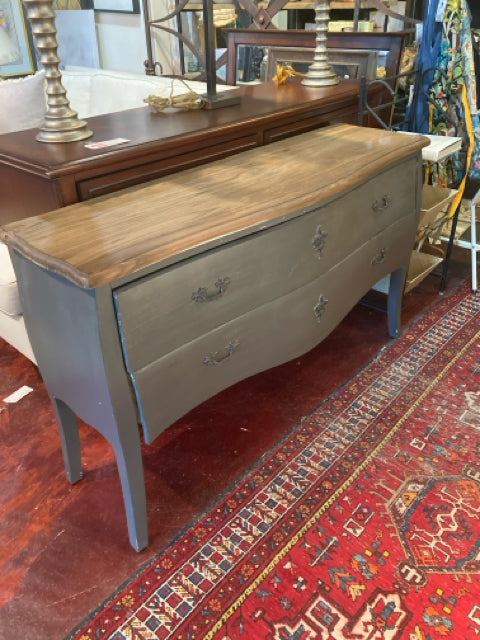 Country Wood 2 Drawers Gray/Brown Buffet/Sideboard