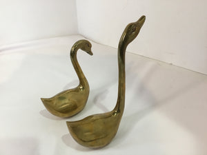 Pair Brass Swan Accessory