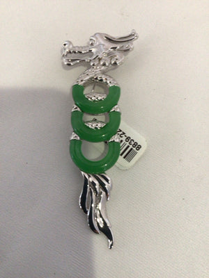 Kirk's Folly Silver/Green Dragon Pin