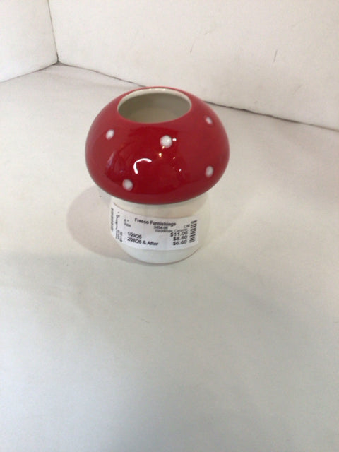 Red/White Ceramic Mushroom Vase