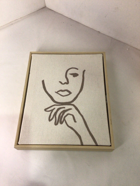 Threshold Cream/Gold Canvas Portrait Face Framed Art