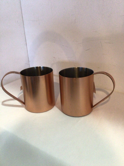 Crate & Barrel Pair Copper Mug Set