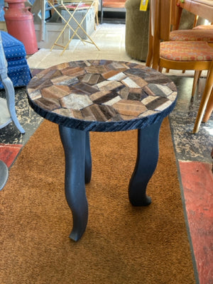Side Cowhide Patchwork Black/Brown Table