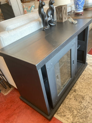 2 Door Wood Black TV Stand