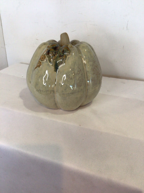 Gray/Gold Ceramic Pumpkin Sculpture