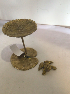 Gold Metal Lilly Pad Frogs Figurine