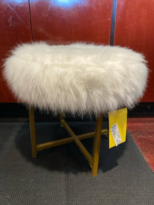 White Faux Fur FootStool/Ottoman