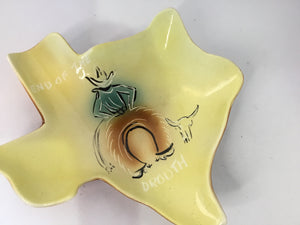Horton Mid-Century Yellow Ceramic Texas Ashtray