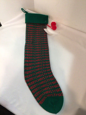 Stocking Green/Red Polyester Merry Christmas Holiday Item