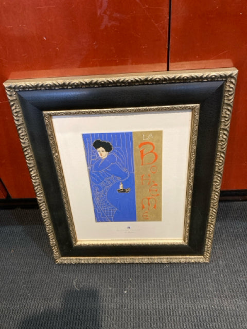 Oriental Blue/Tan Woman Framed Art