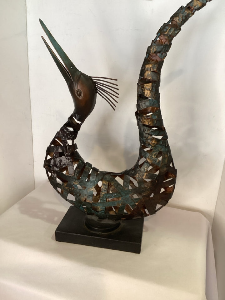 Black Metal Bird Statue