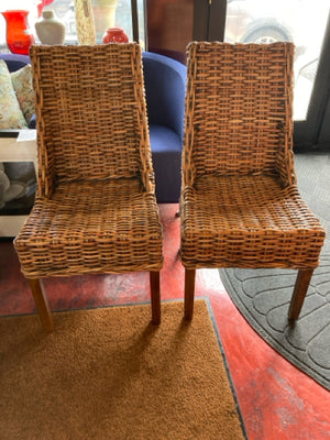 Pair Wicker Brown Chair Set