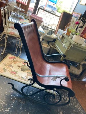 Rocker Iron/Leather Rust Chair