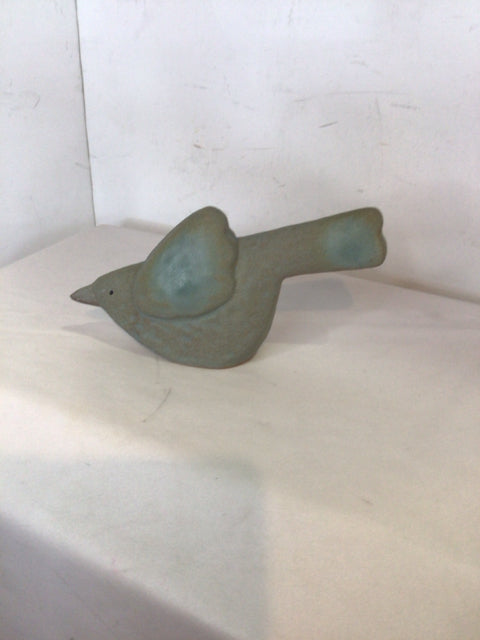 Blue Pottery Bird Figurine