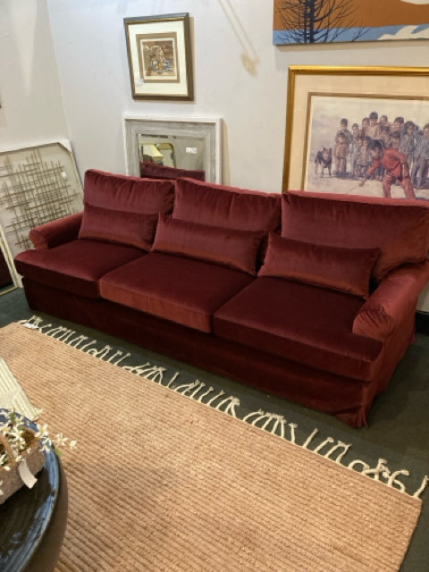 Havenly Slip Cover Velvet 3 Seat Maroon Sofa/Couch 9HKV3N35