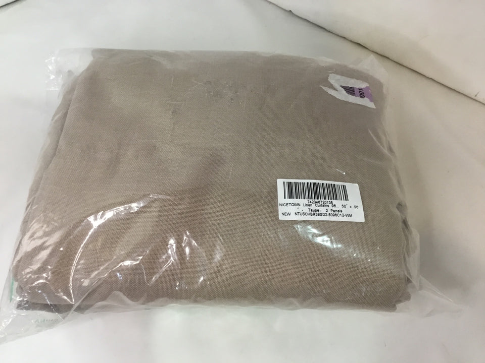 2 Panels Taupe Linen Draperies/Curtains