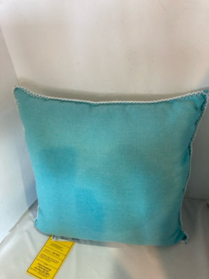 Aqua Poly Blend Topstiched Pillow
