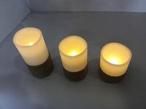 Battery Operated Natural Rope Set of 3 Candle