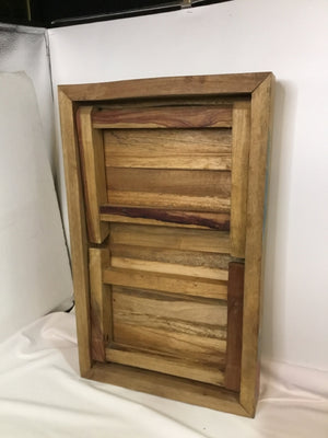 Folding Wood Weathered Tray Multi-Color Table