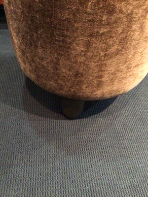 Net Retailers Brown Velour Round FootStool/Ottoman 6HYP2JXZ