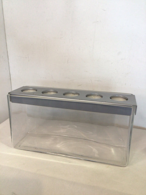 Tealight Silver/Clear Glass/Metal Candle Holder